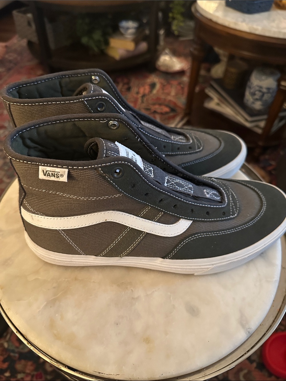 Vans High-Top Sneakers in Green and White